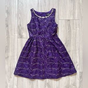 (New) Sequin Hearts Lace sequin dress for girl, size 12, purple